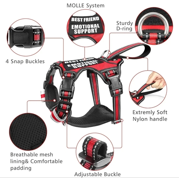 Winsee Red Service Dog Harness with Patches - Picture 5 of 8